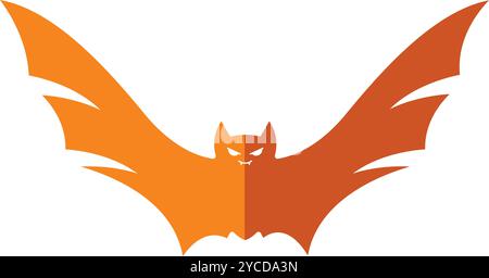 Halloween bat with wings spread in flight and spooky look, Vector Stock Vector