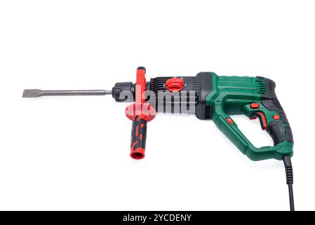 Hammer drill with handle isolated on white background. Stock Photo