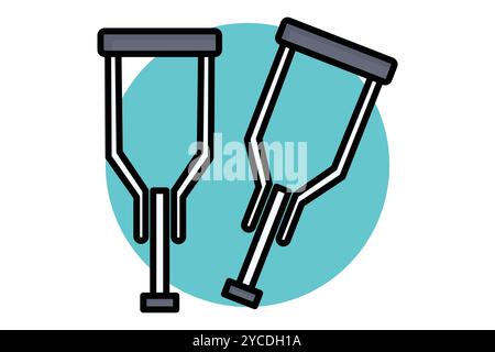 Crutches icon. colored outline icon style. icon related to medical. health elements vector illustration Stock Vector