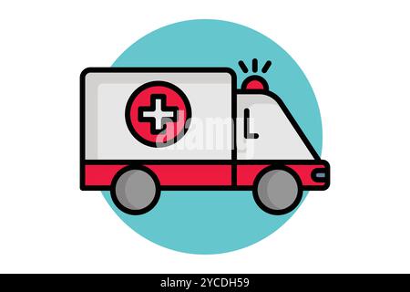 Ambulance icon. colored outline icon style. icon related to medical. health elements vector illustration Stock Vector