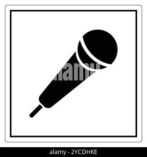 Black microphone icon on a simple white background, perfect for representing sound, music, and performance in various media and promotional materials. Stock Vector