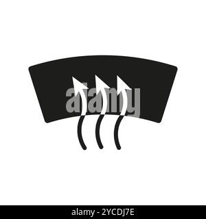 Windshield defrost symbol. Car heating icon. Airflow direction graphic. Automotive dashboard vector. Stock Vector
