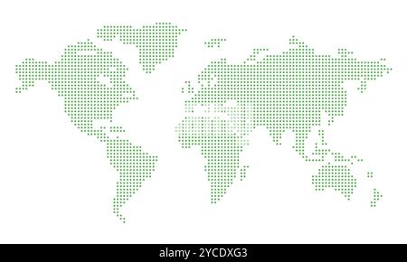 dotted World map vector, isolated background. Flat Earth, green map template for web site pattern, anual report, inphographics. Globe similar worldmap Stock Vector