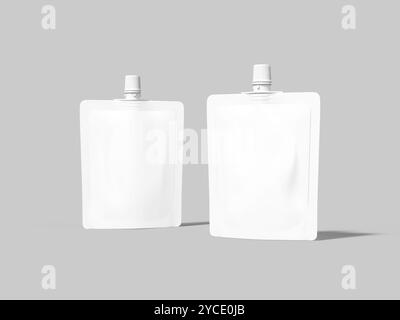 Blank White Spout Pouch Mockup 3D Render Stock Photo