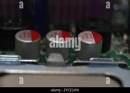 Computer Motherboard Macro, Electronic Circuit Board Close Up Technology Background Stock Photo
