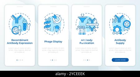 Antibody production process blue onboarding mobile app screen Stock Vector