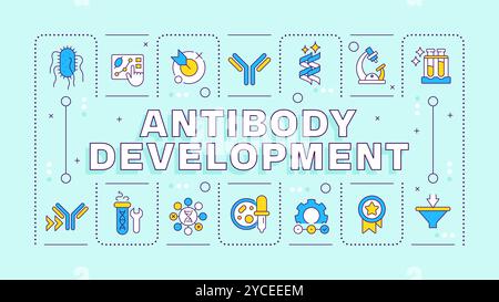 Antibody development light blue word concept Stock Vector