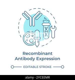 Recombinant antibody expression soft blue concept icon Stock Vector