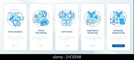 Hybridoma technology blue onboarding mobile app screen Stock Vector
