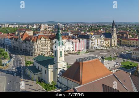 Oradea, Union Square viewed from above in Oradea, Romania, Europe Stock Photo