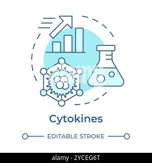 Cytokines soft blue concept icon Stock Vector