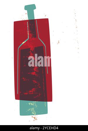 Wine bottle illustration with vintage taste colors Stock Photo