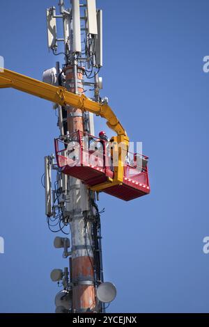 Ordinary maintenance and control to an antenna for communication Stock Photo