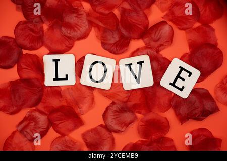 This collection of photographs beautifully captures the essence of love and romance, featuring the word "LOVE" spelled out in various styles. Stock Photo