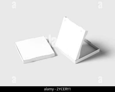 Modern White Blank Pizza Box Packaging With Handle 3D Mockup Stock Photo