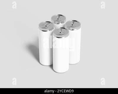 Realistic Aluminum Drink Can Mockup 3D Rendering Stock Photo