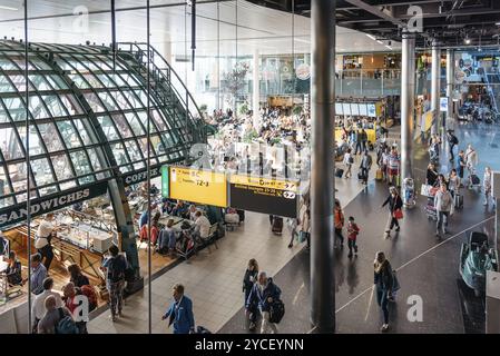 Amsterdam, Netherlands, August 10, 2016. Schiphol Airport. High angle view. It is the main international airport of the Netherlands Stock Photo