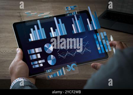 business analyst people working in office with Paperwork graph business presentation Businessman Analyzing Statistical technology finance Stock Photo