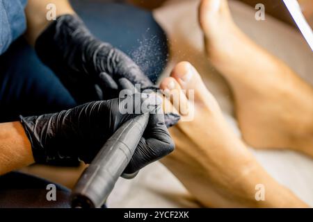 View of the process of a pedicure performed by a master Stock Photo