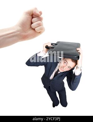 Scared business man Stock Photo