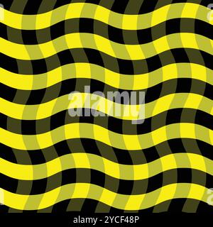 Seamless pattern with black and yellow waves. Vector illustration Stock Vector