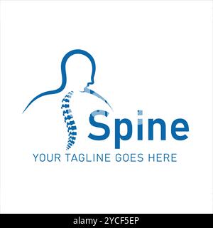 Logo with illustration of spine and human profile, designed to represent healthcare services focusing on spine, orthopedics and posture. Suitable for Stock Vector