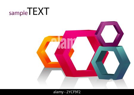 illustration of vector hexagonal blocks on isolated text template Stock Photo