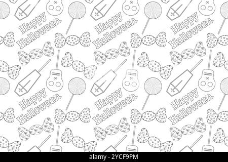 Fun Halloween candy and lollipops pattern for kids coloring pages. Perfect for spooky holiday activities and creative coloring fun. Stock Vector