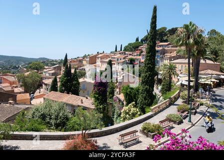 View of the picturesque village of Bormes-les-Mimosas, Provence-Alpes-Cote d'Azur, France Stock Photo