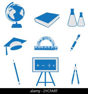 illustration of set of education icon on isolated background Stock Photo