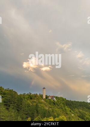 Sunset after a heavy thunderstorm over Jena, Thuringia, Germany Stock Photo