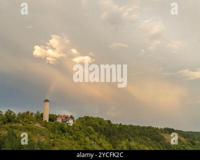 Sunset after a heavy thunderstorm over Jena, Thuringia, Germany Stock Photo