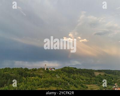 Sunset after a heavy thunderstorm over Jena, Thuringia, Germany Stock Photo
