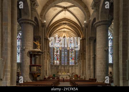 Interior of the Basilica of St-Nazaire and St-Celse, Carcassonne, France, Europe Stock Photo