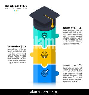 Infographic template with icons and 3 options or steps. Education concept. Can be used for workflow layout, diagram, banner, webdesign. Vector illustr Stock Vector