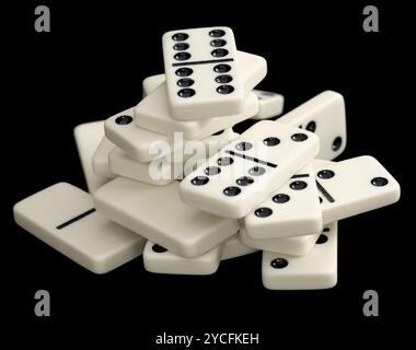 Heap of dominoes isolated on black background Stock Photo