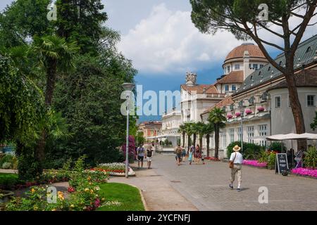 Merano, South Tyrol, Italy, Kurhaus on the Passer promenade in the old town. Stock Photo