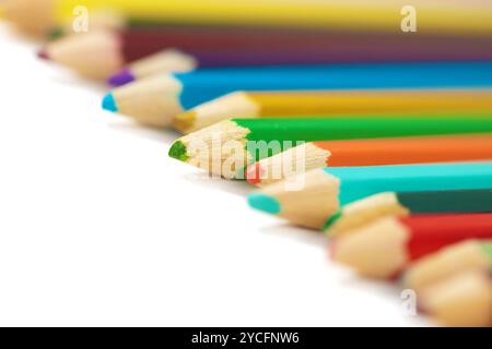 Line of colored pencils Stock Photo