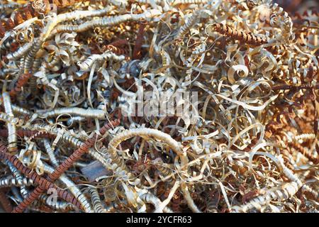 Metal shaving - industrial garbage Stock Photo
