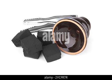 Coal for hookah isolated on white background Stock Photo