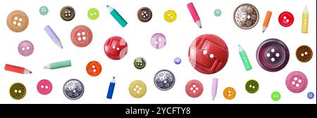 Seamless background from buttons on white Stock Photo