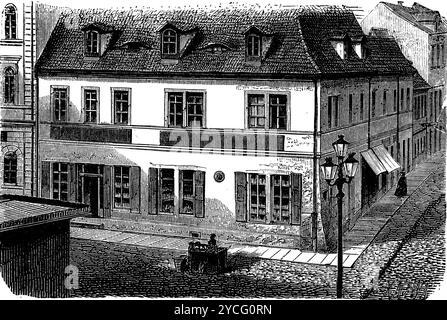 Home of Robert Schumann (Zwickau 1810 - 1856 Bonn) in Zwickau, Prussia now East Germany, history of German music, historic Illustration 1892 Stock Photo