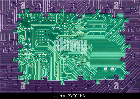 Abstract frame from circuit board puzzle Stock Photo
