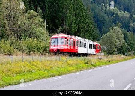 Mont-Blanc Express train near Chamonix-Mont-Blanc, France Stock Photo