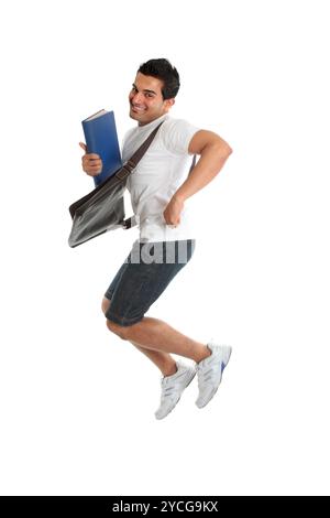 Excited University Student Jumping Stock Photo