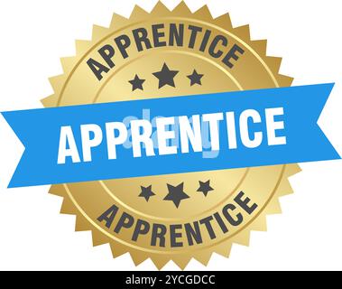 apprentice round blue and gold label isolated on transparent background. apprentice Stock Vector