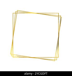 Golden square frame for design of card or invite . Vector abstract background Stock Vector