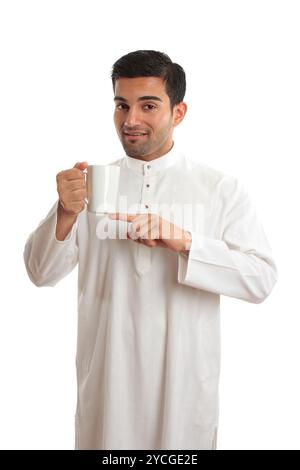 Arab ethnic man showing coffee Stock Photo