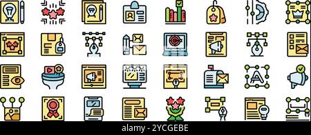 Content manager working on content creating process with different types of digital content Stock Vector
