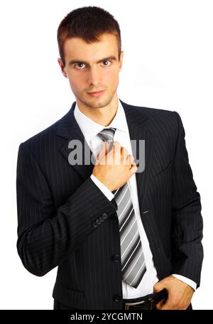 Young man in a suit on a white background Stock Photo